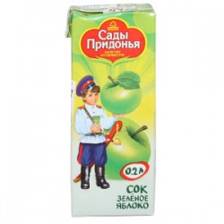 Сок для детей, Сады Придонья 200 мл яблоко зеленое осветленное без сахара с 3 мес тетрапак