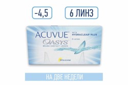 Линзы контактные, Acuvue (Акувью) 6 шт Оазис bc 8.4 мм (-4.50)