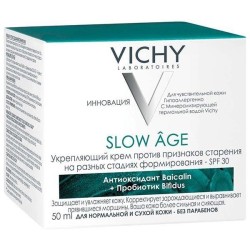 Крем для лица, Vichy (Виши) 50 мл арт. M9170500 Слоу Аж укрепляющий против признаков старения SPF 30 на разных стадиях формирования для нормальной и сухой кожи